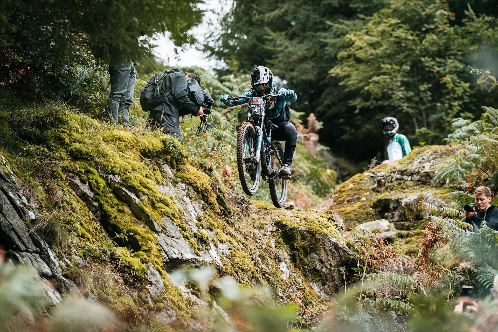 Joe Hill riding the Vitus Dominer 297 downhill bike  at Red Bull Hardline