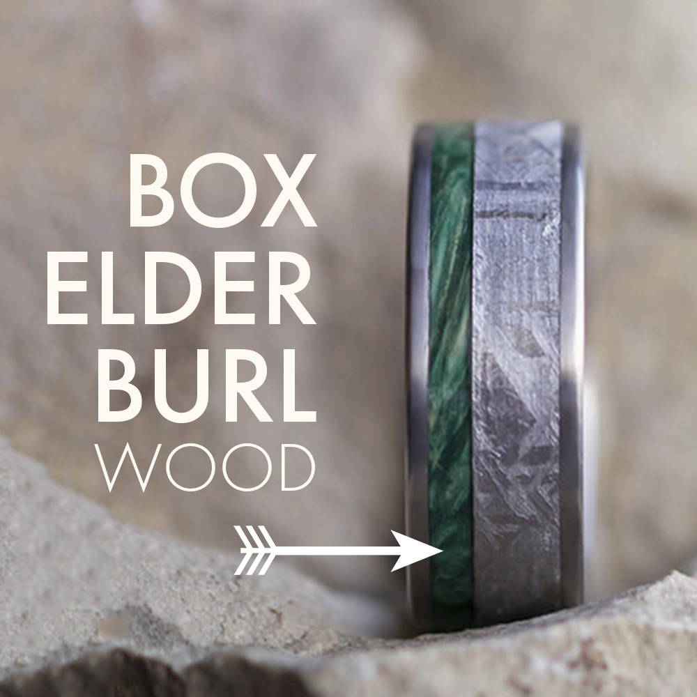 Box elder burl wood wedding band