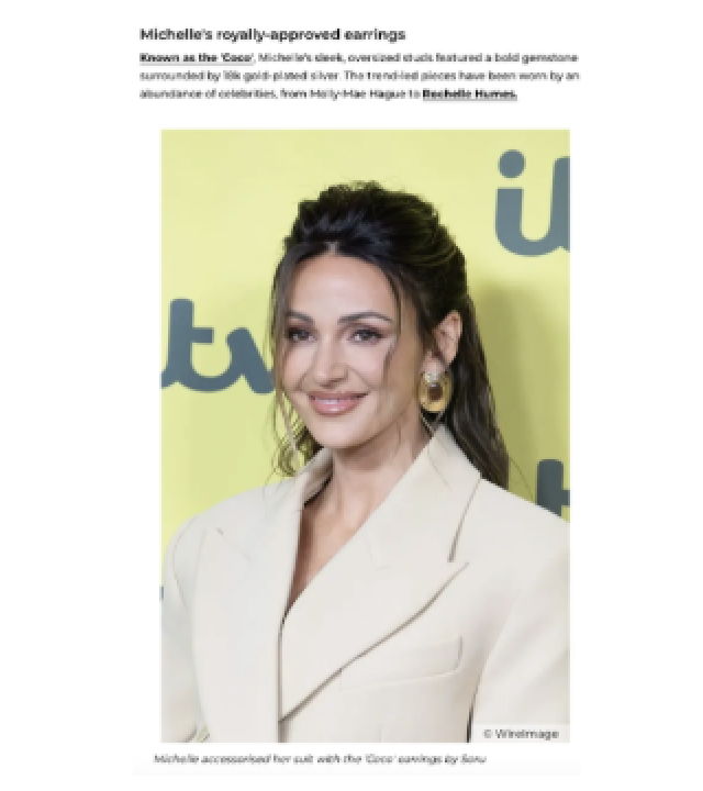 Michelle keegan wearing soru coco earrings