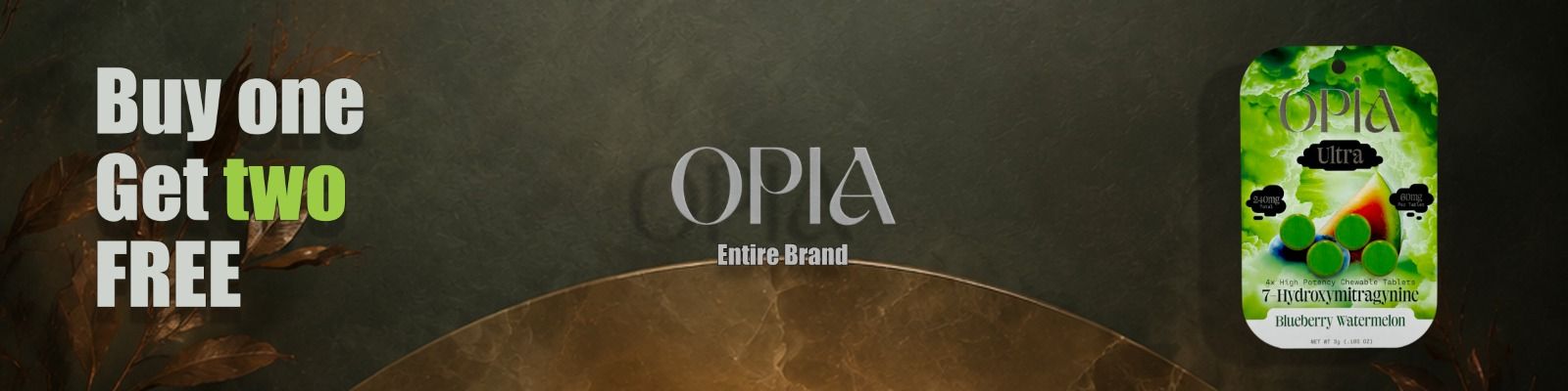Buy one, get two free promotion with product image and brand logo.