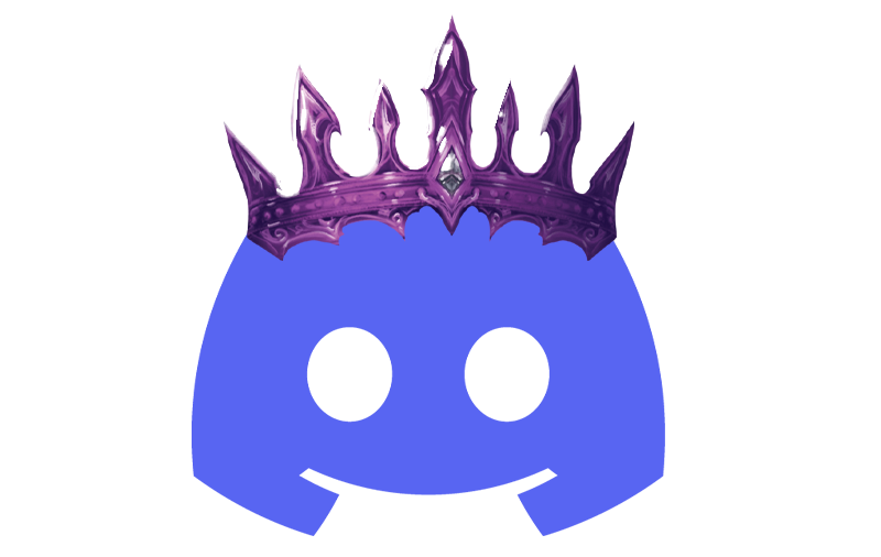 Discord logo with a purple crown on top.