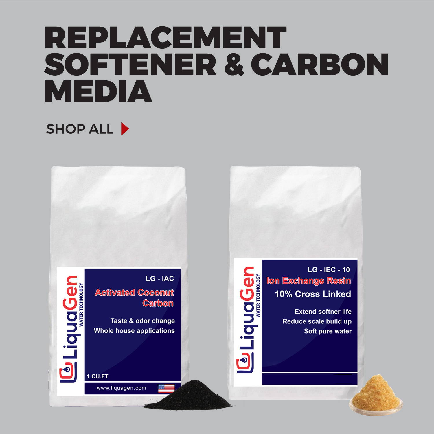 Replacement softener and carbon media