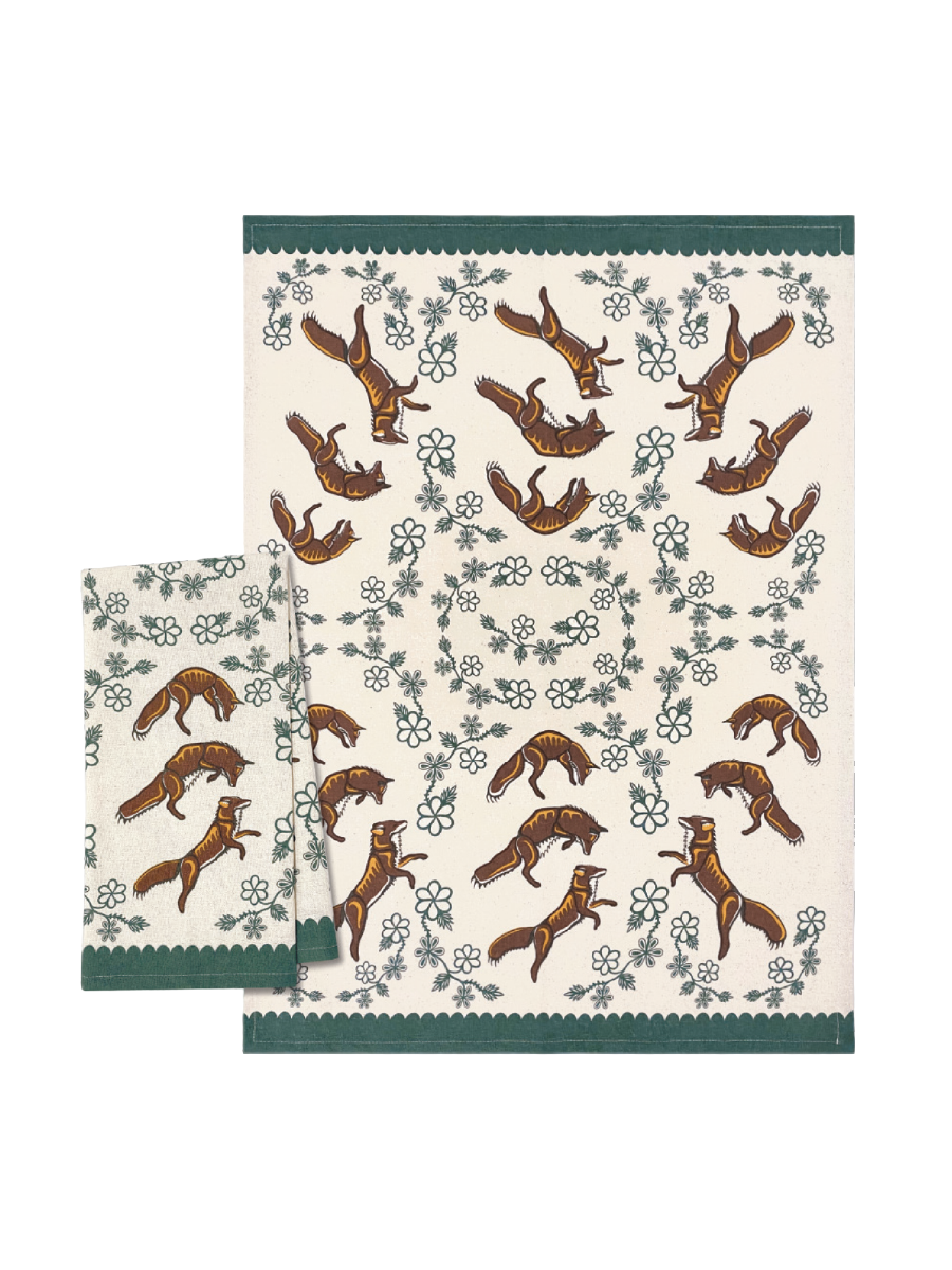 Foxes (Wagooshna) Tea Towel