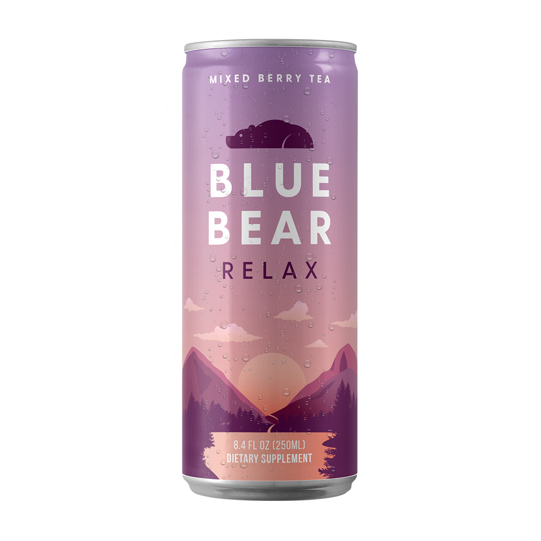 Can of Blue Bear Relax Wellness Drink