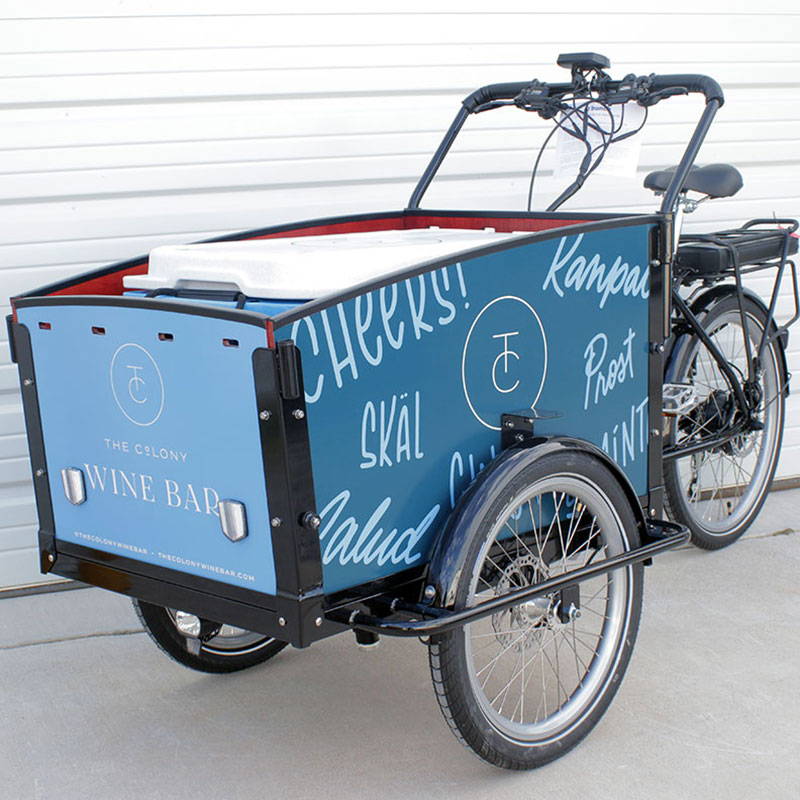 Cargo bike for marketing with vinyl wrap