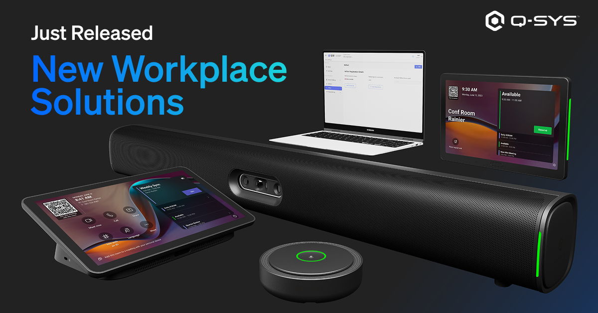Just released new workplace solutions with various devices displayed.
