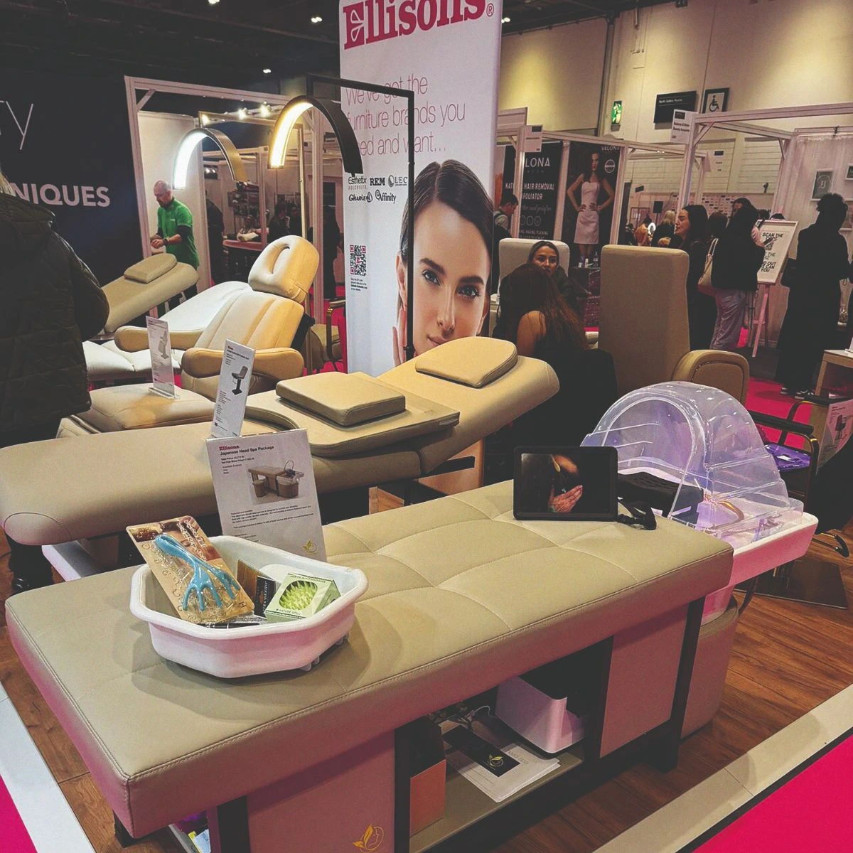 Ellisons beauty beds at an exhibition.