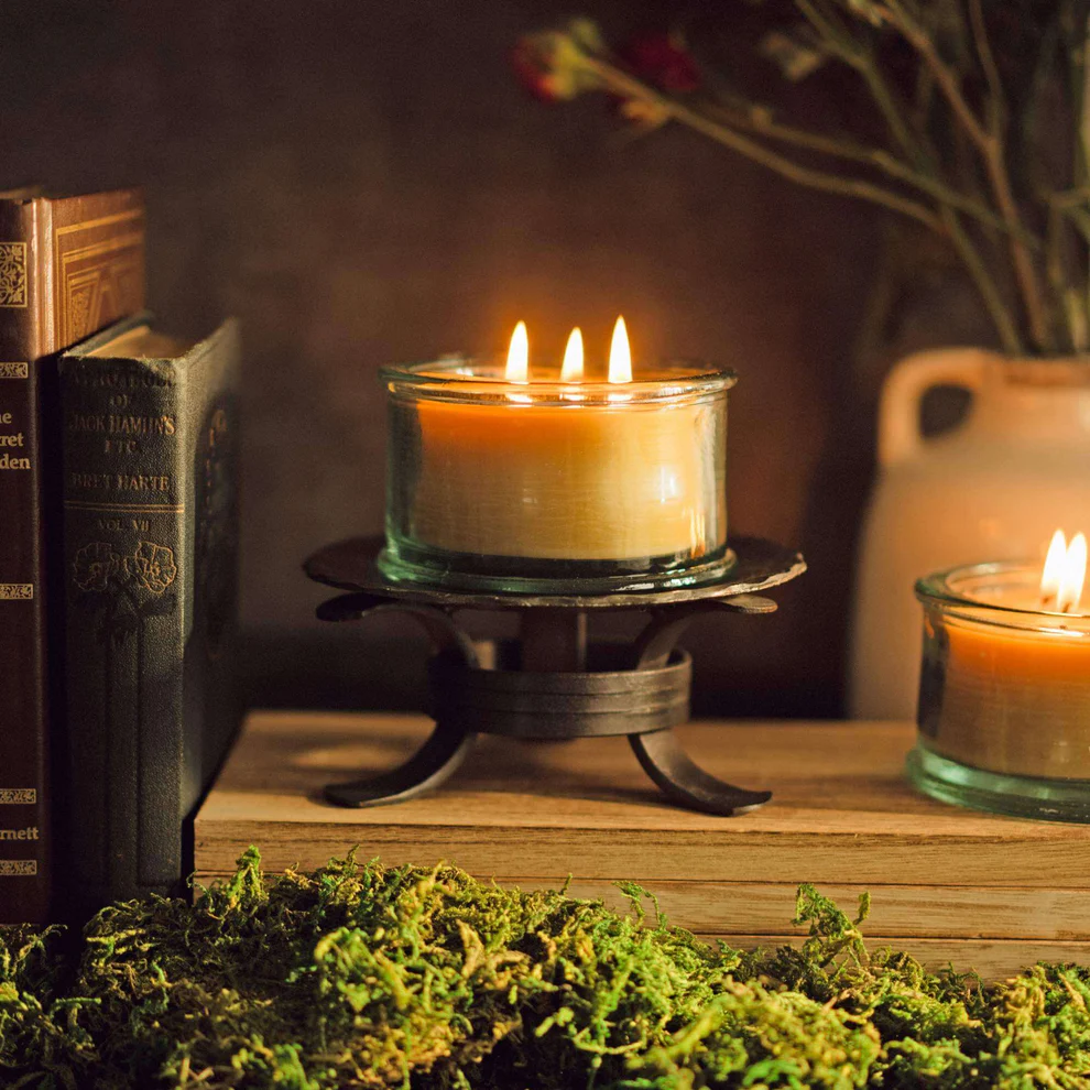 Lit Bluecorn refill candle