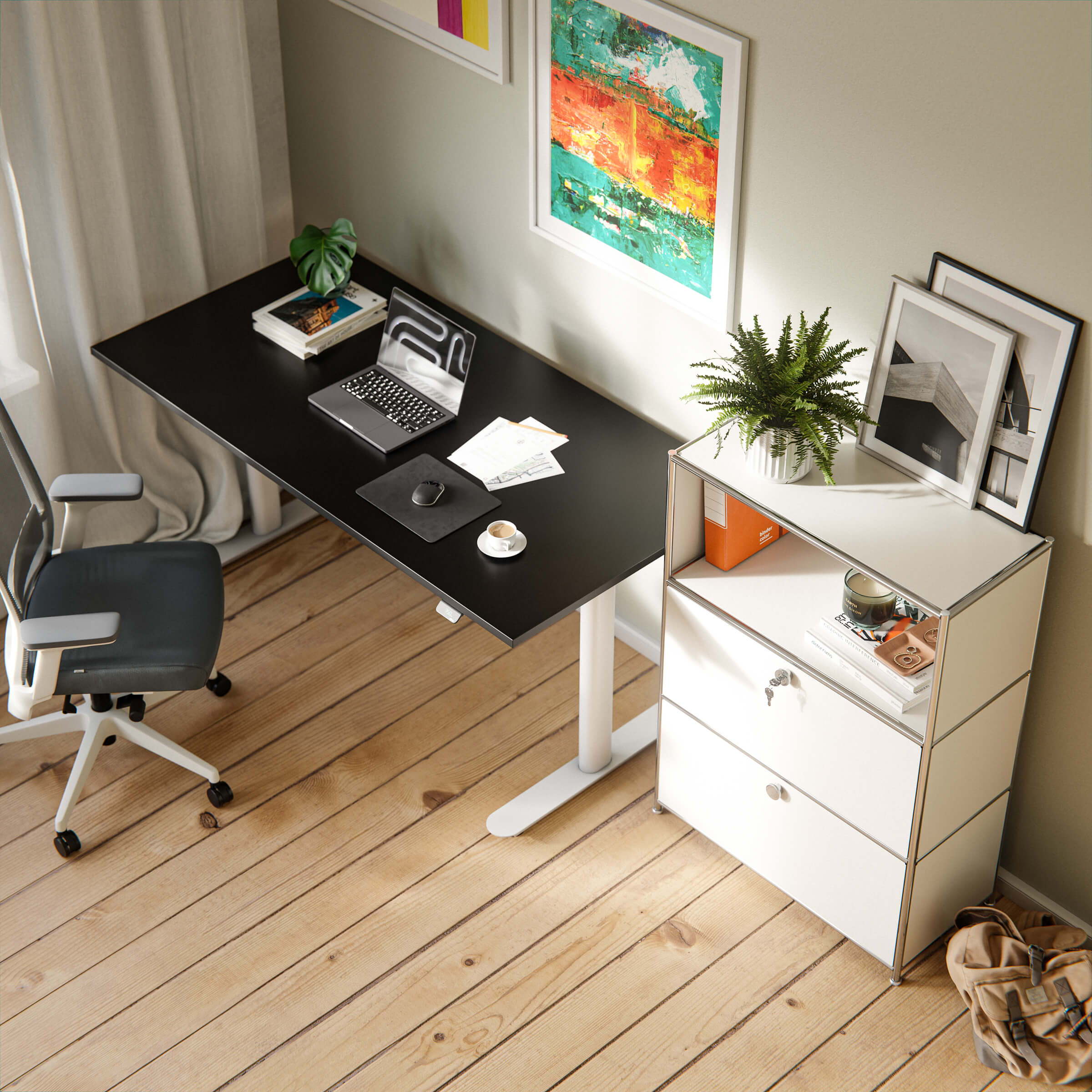 Modern office with a white ofinto Cubox office shelf—perfect for staying organized