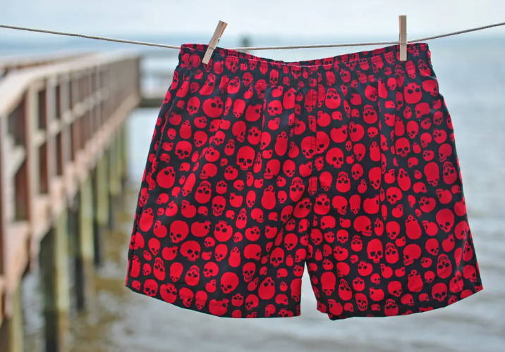 Retro Short Swim Trunks with Side Pockets. Made in California USA 
