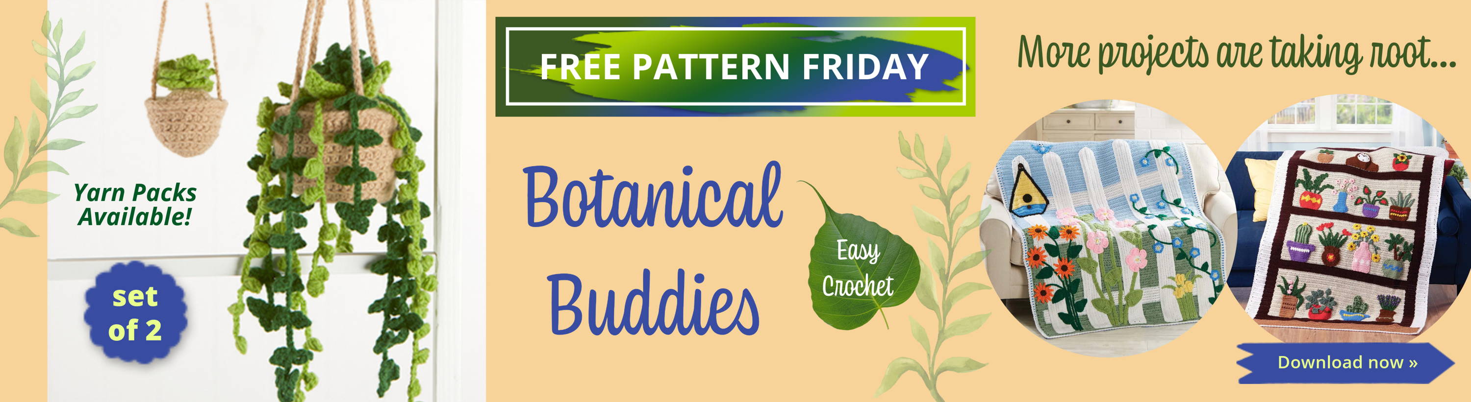 Free Pattern Friday! Botanical Buddies (set of 2) Easy Crochet. Plus, More projects are taking root. Images: crochet plant projects.