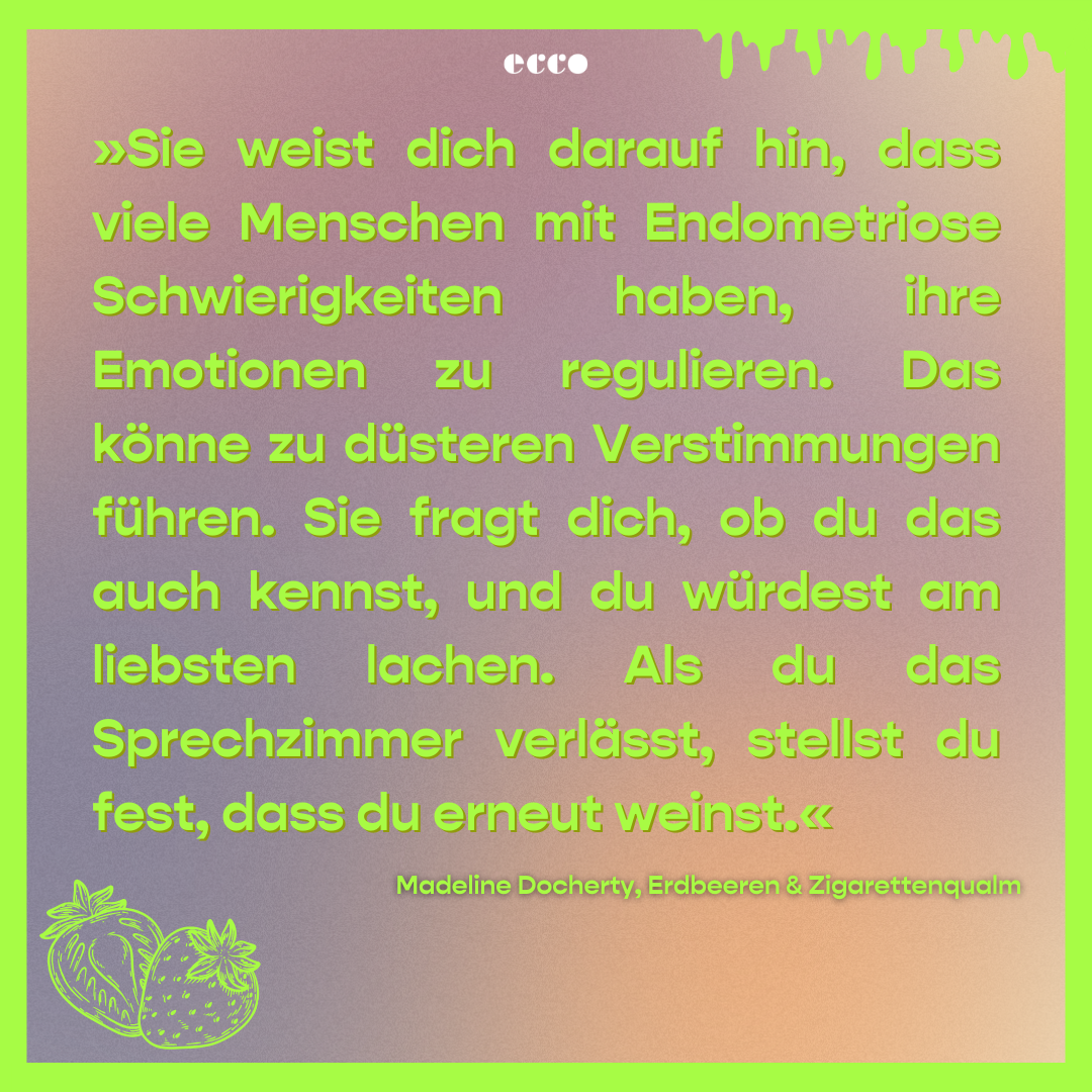 Text about emotional regulation challenges faced by people with endometriosis.