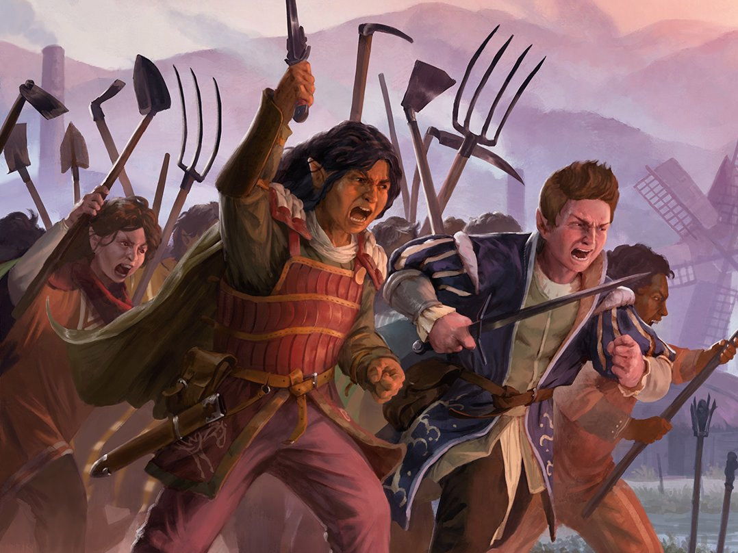 The artwrok from the MTG Tales of Middle-Earth card The Battle of Bywater.