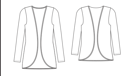 Two drawings of Miik's cardigans for comparison.