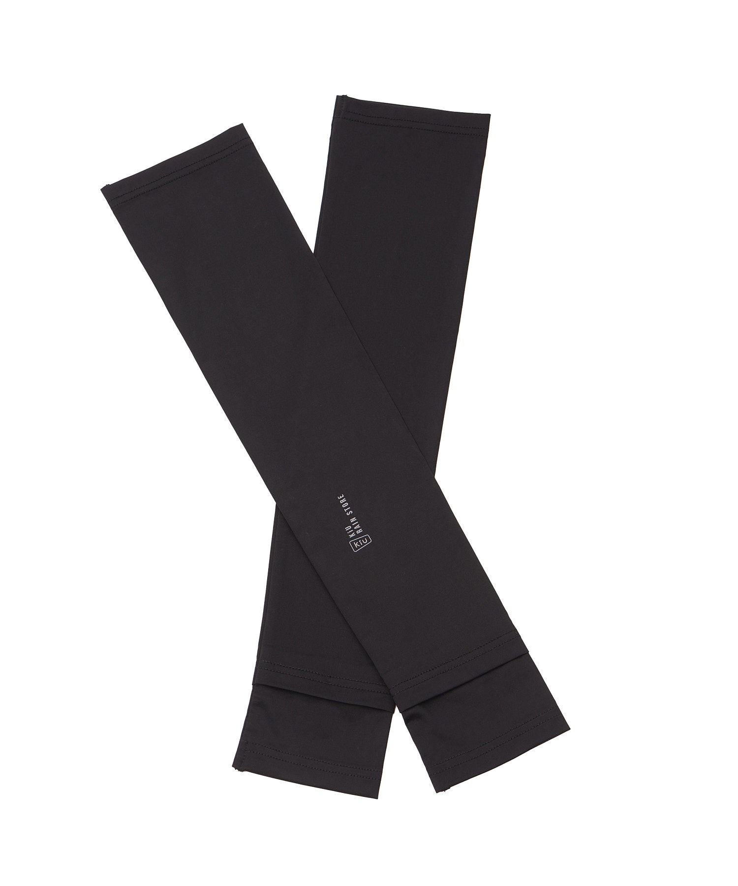 Two black arm sleeves crossed over each other.
