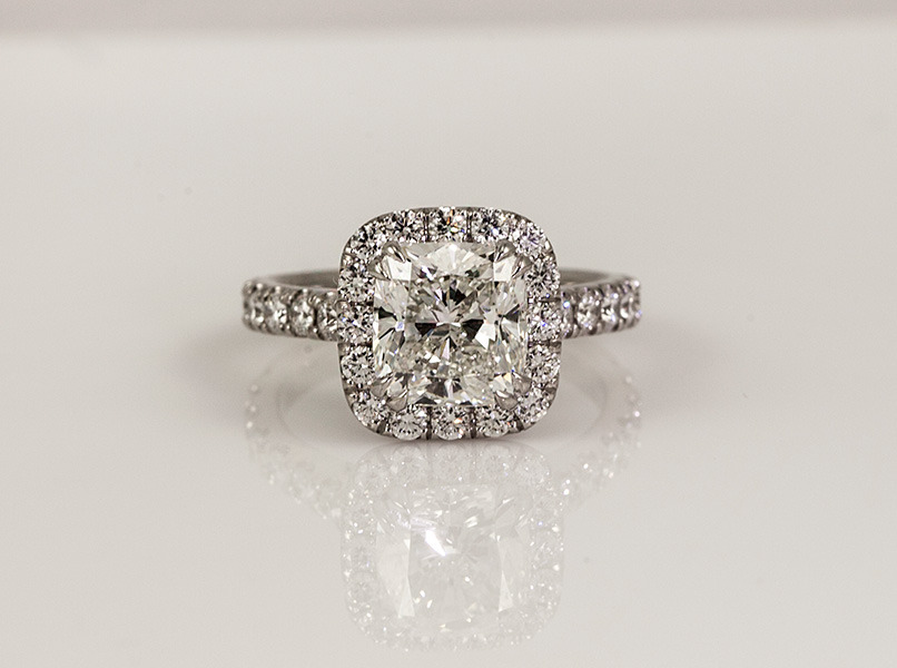 Custom Diamond Engagement Halo Ring