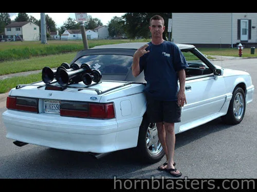 Finished Shocker XL train horn overview on Mike's Ford Mustang HornBlasters gallery photo 13