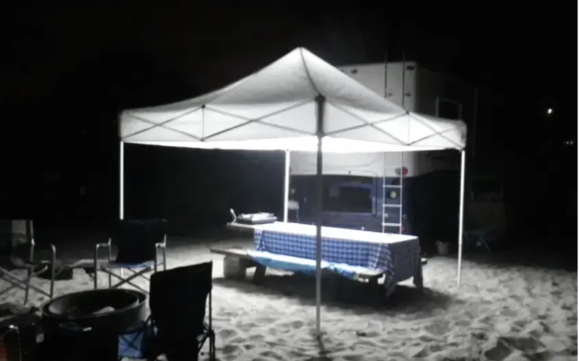 camper van tent lighting with LED strip lights