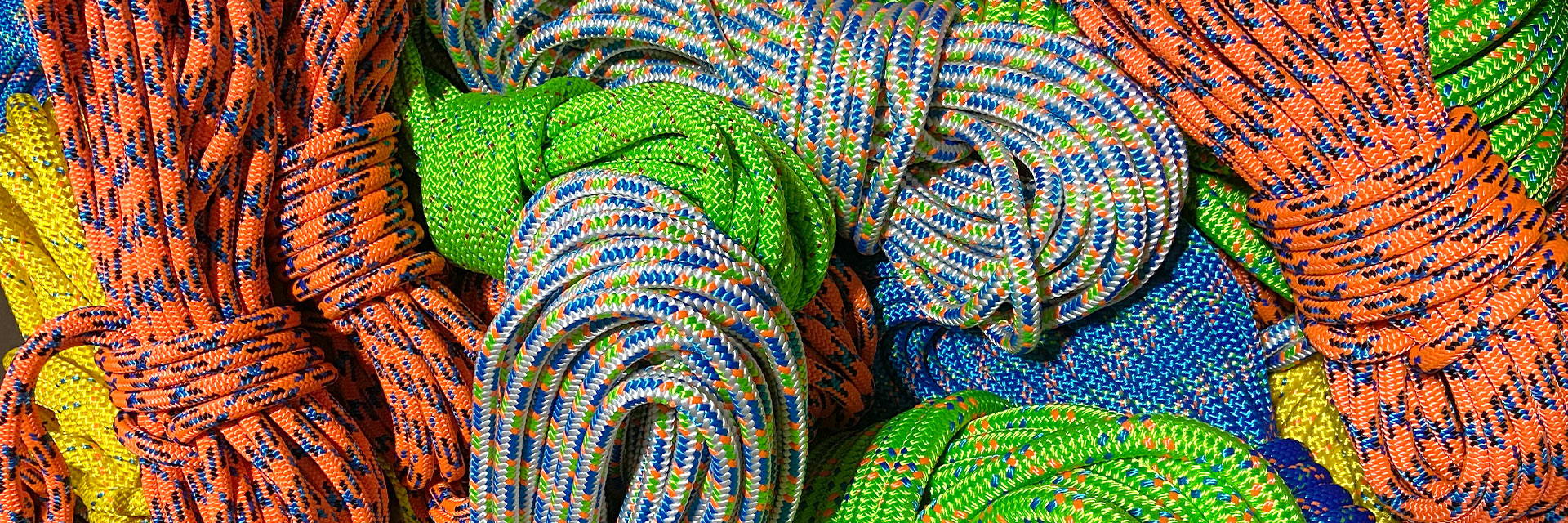 Piles of hanks of colorful Sterling ropes