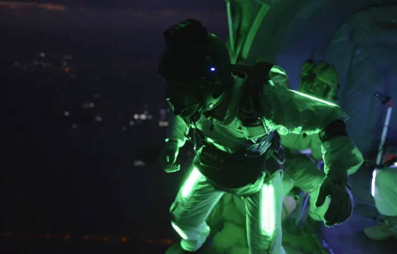 Military wing suit skydive LED lighting using LED strip lights bright colors