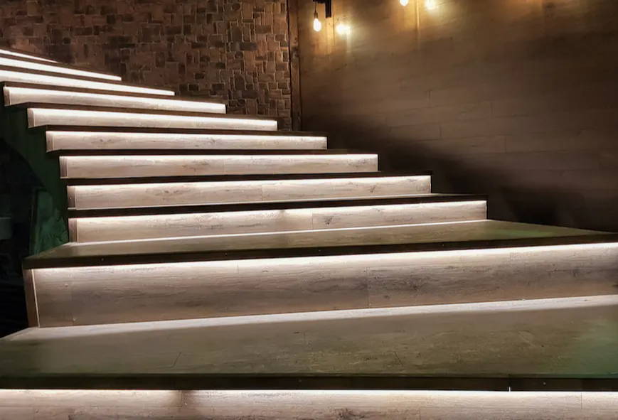 Stairway lighting using LED strip lights