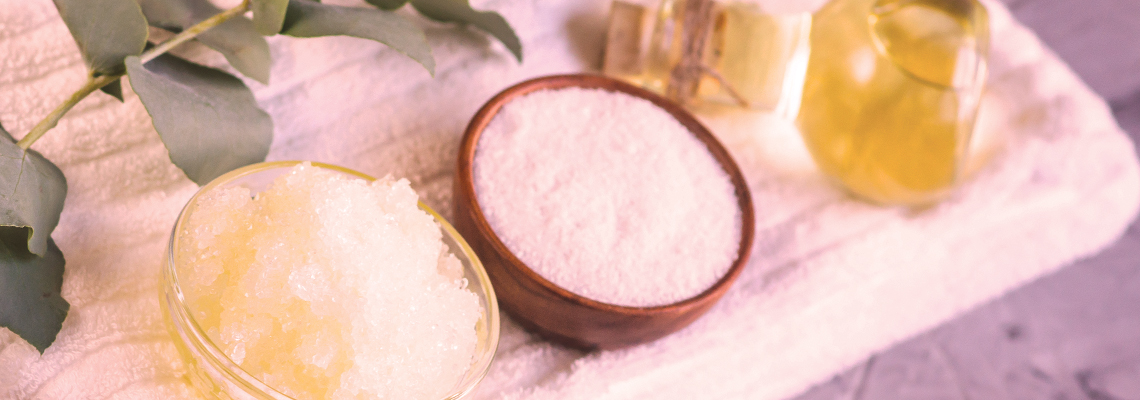 Natural skincare ingredients arranged on a light surface.
