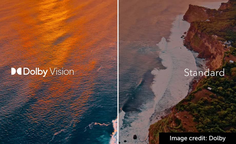 Comparison of Dolby Vision and Standard image quality.