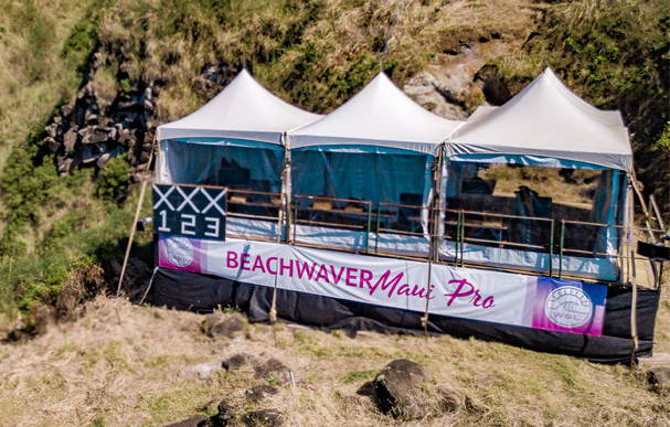 The Beachwaver's Judge's tent at the Beachwaver Maui Pro Women's Surf Championships