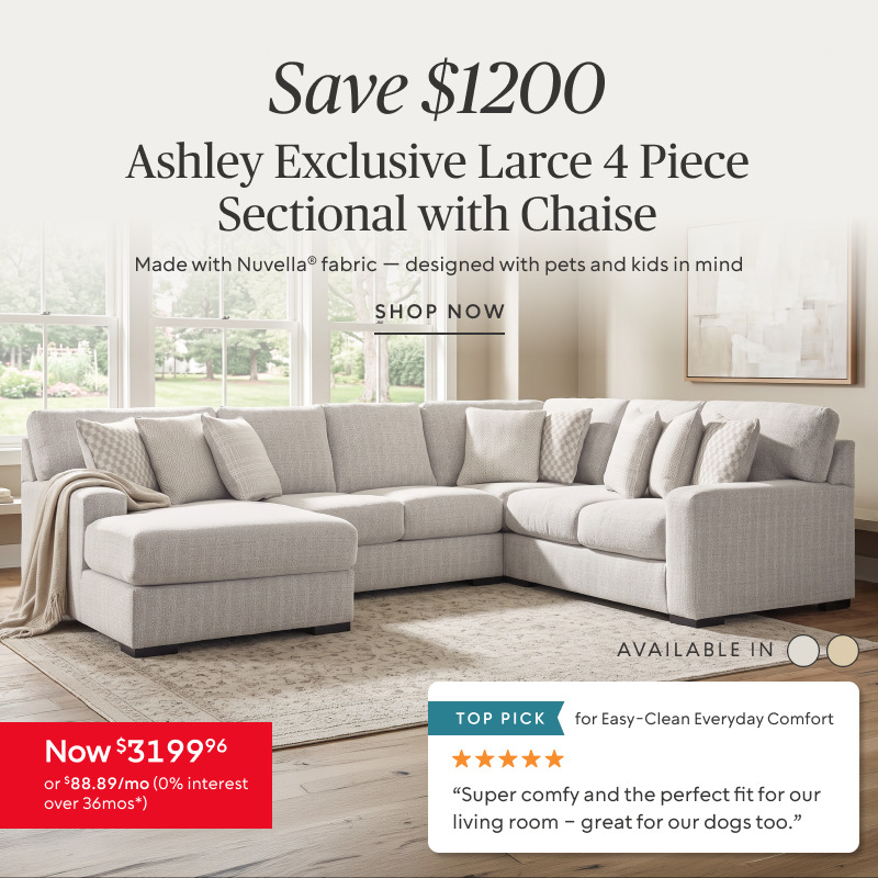 Save $1200 on Ashley Exclusive Larce 4 Piece Sectional with Chaise