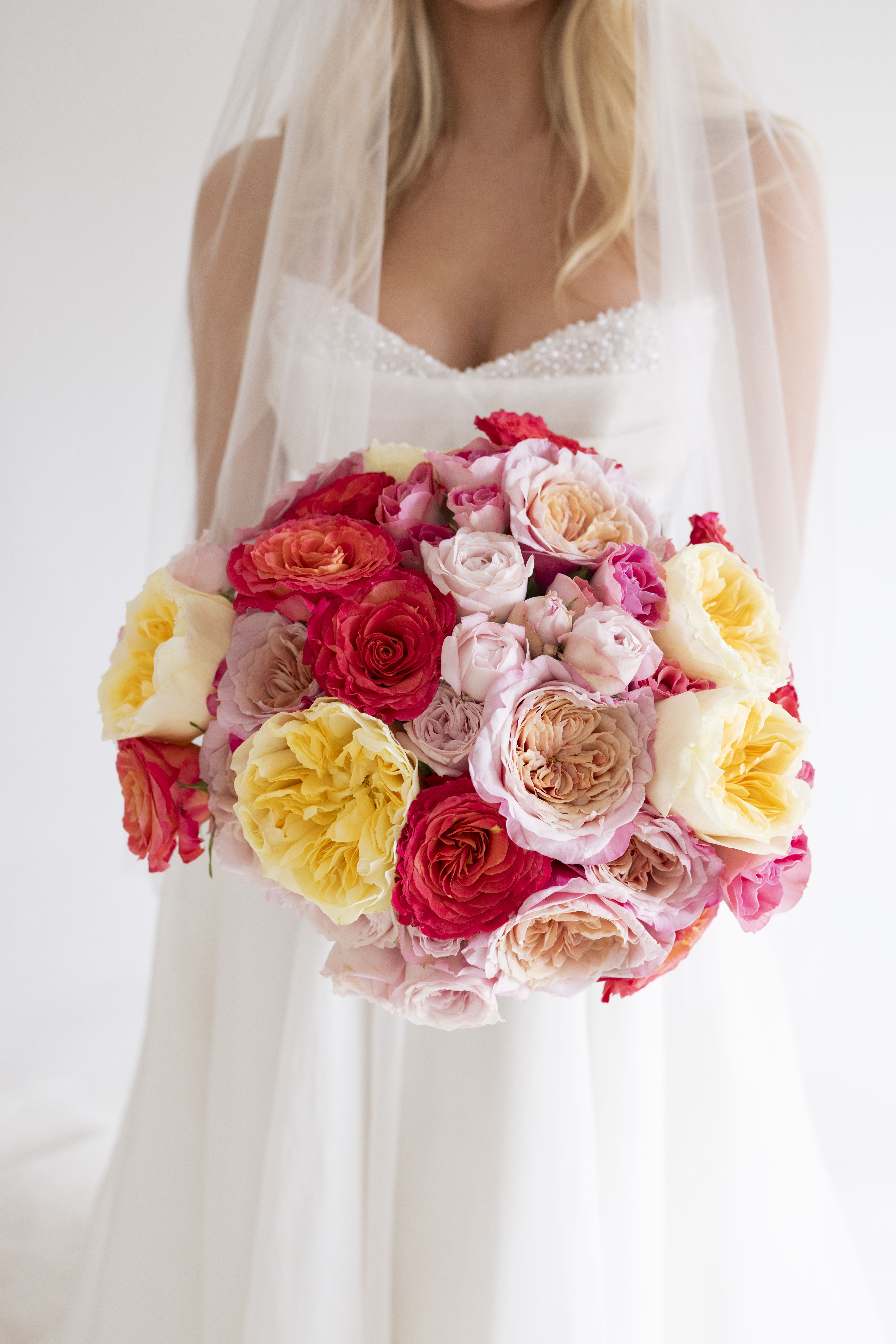 Sunset Garden rose bridal bouquet