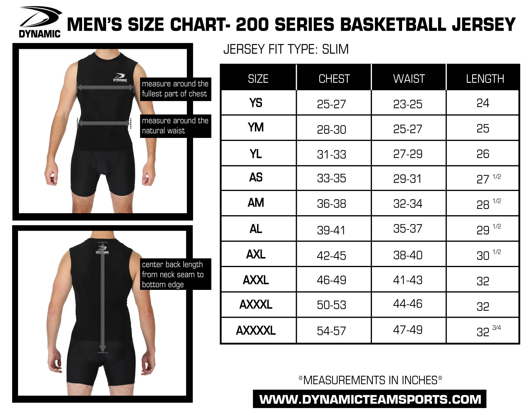 jersey size chart