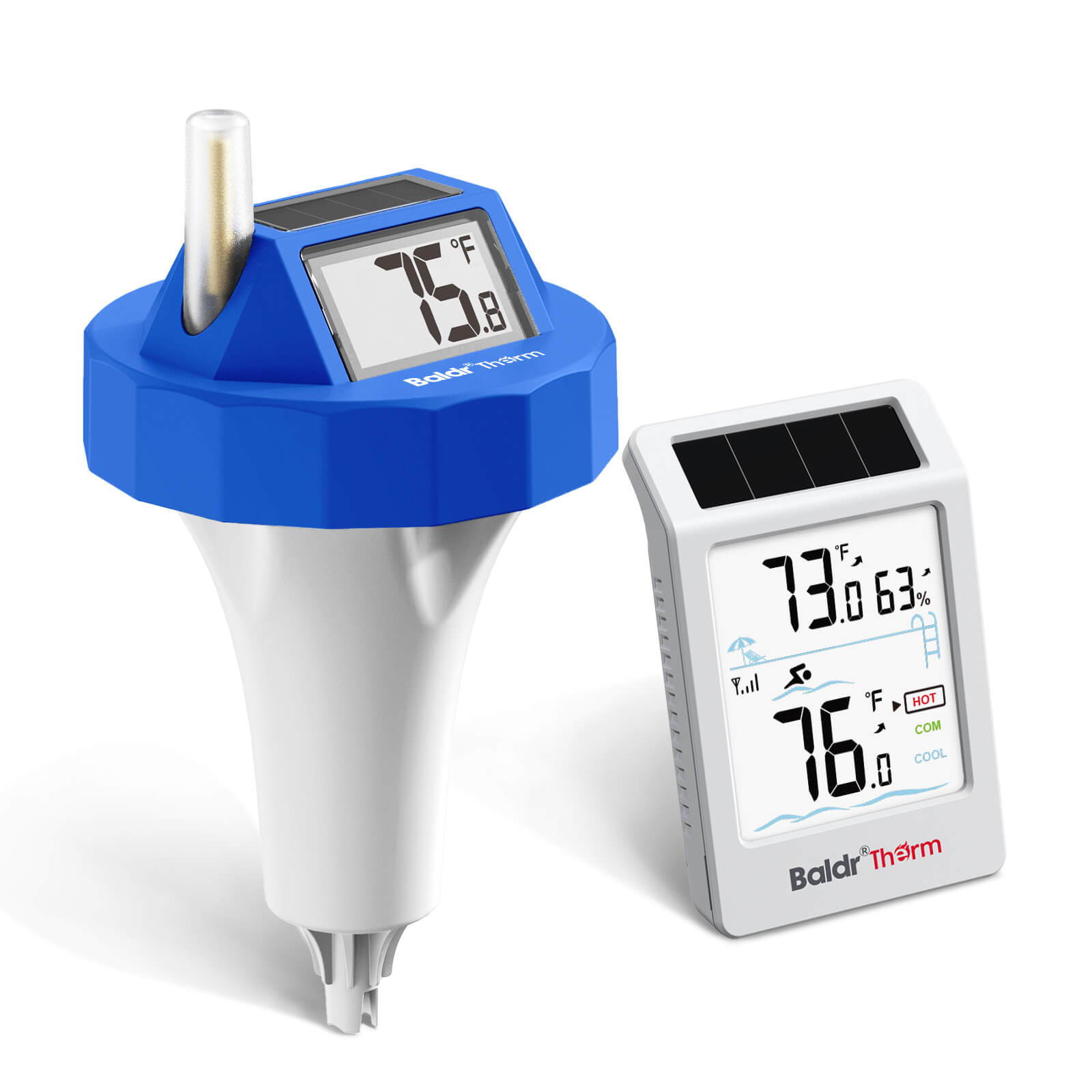 Two digital thermometers displaying temperature readings.