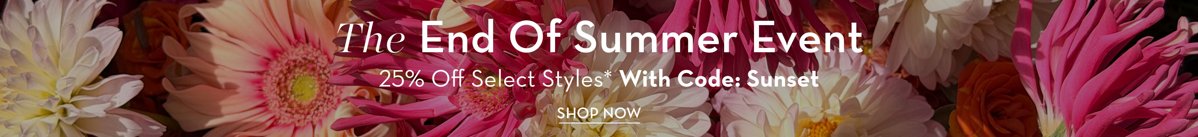 End of Summer Event with colorful flower background.