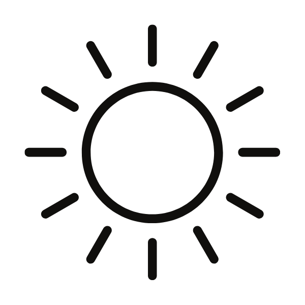 Sun icon with rays emanating from a central circle.