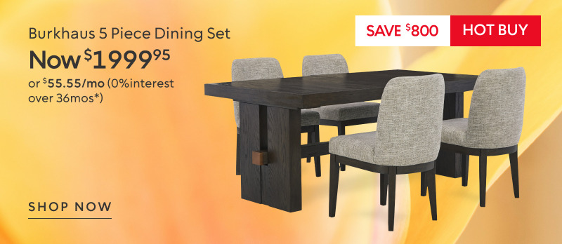 Burkhaus 5 Piece Dining Set Now $1999.95 Save $800​ 