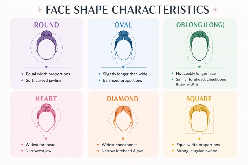 infographic about face shape characteristics