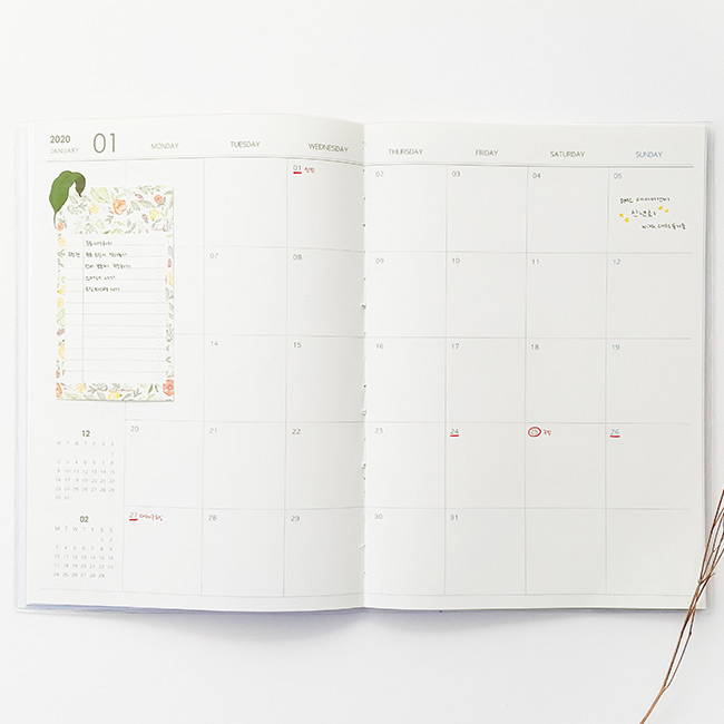 Monthly plan - O-CHECK 2020 Linen paper A4 dated monthly diary planner