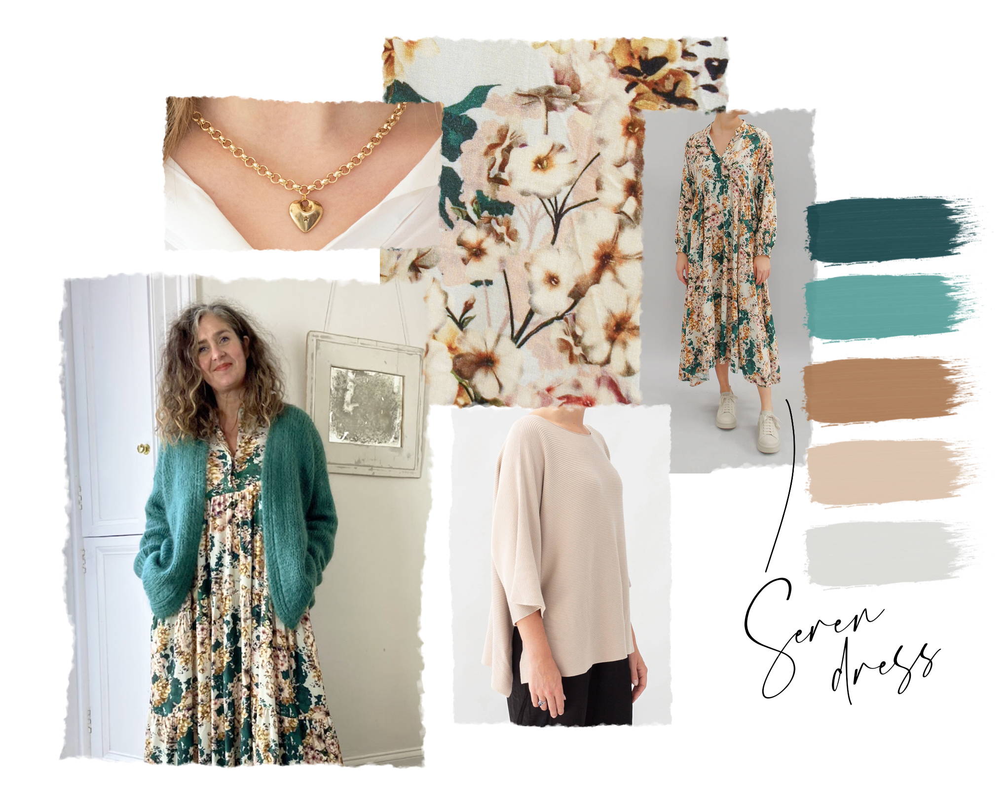 A moodboard of floral dresses