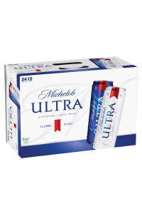 Michelob Ultra beer packaging with cans displayed.