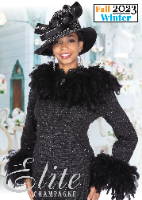 Elegance Fashions | Elite Champagne 2023 Women Church Knit Suits and Hats Styles