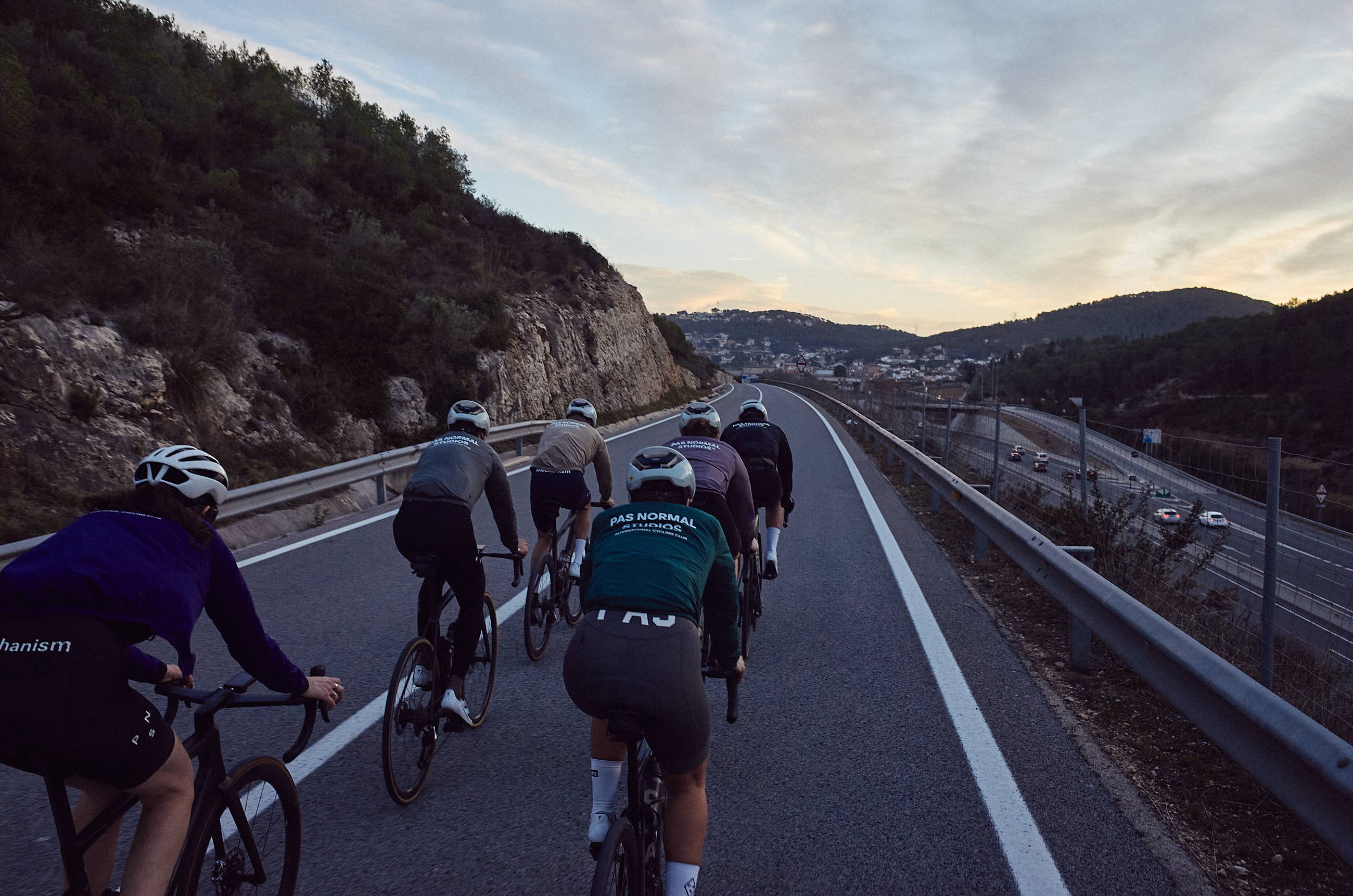 Group of cyclists riding together