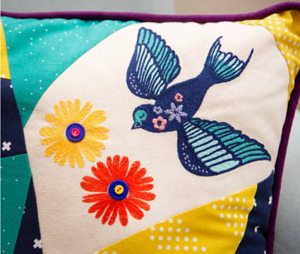 Cotton + Steel Scout Embroidery Pillow