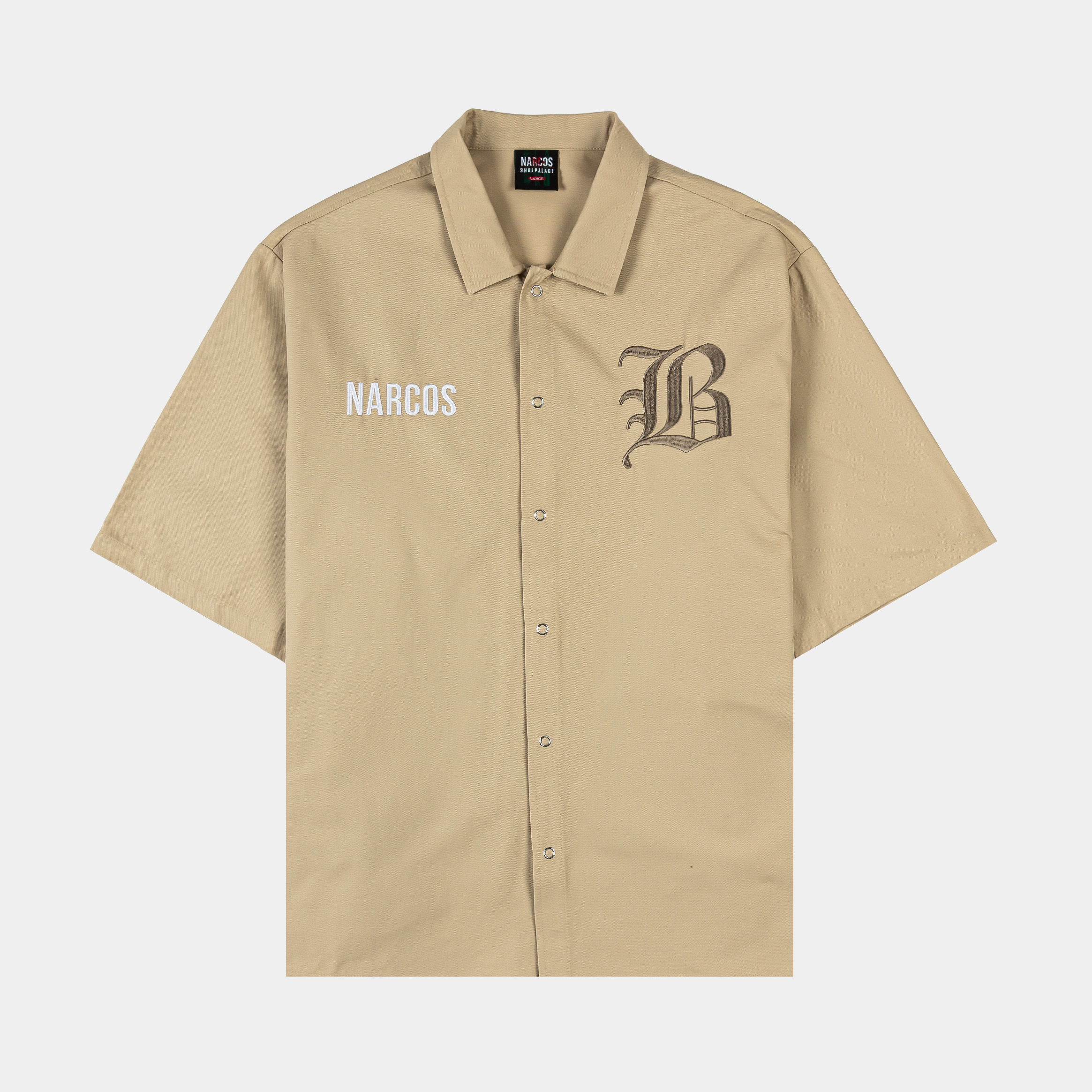 Beige short-sleeve shirt with 