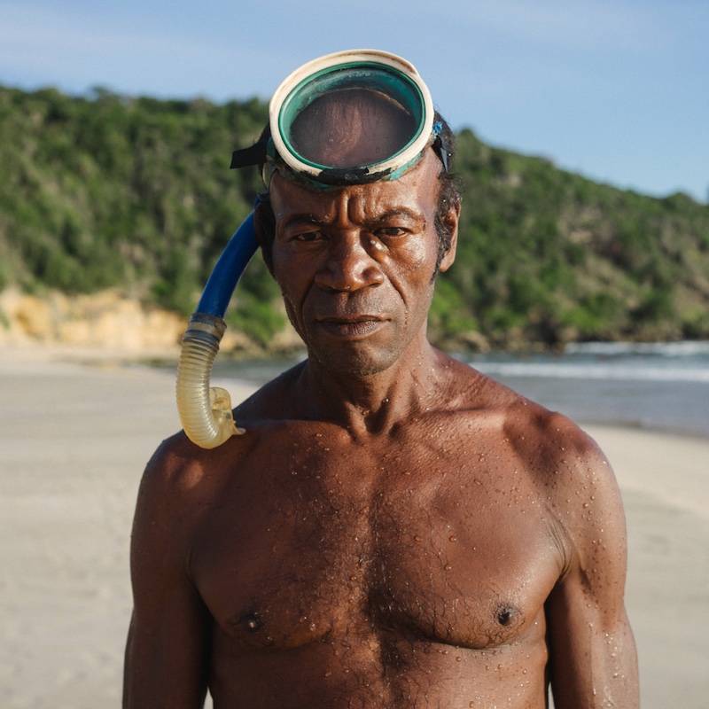 Man with snorkeling mask Samson Hatae