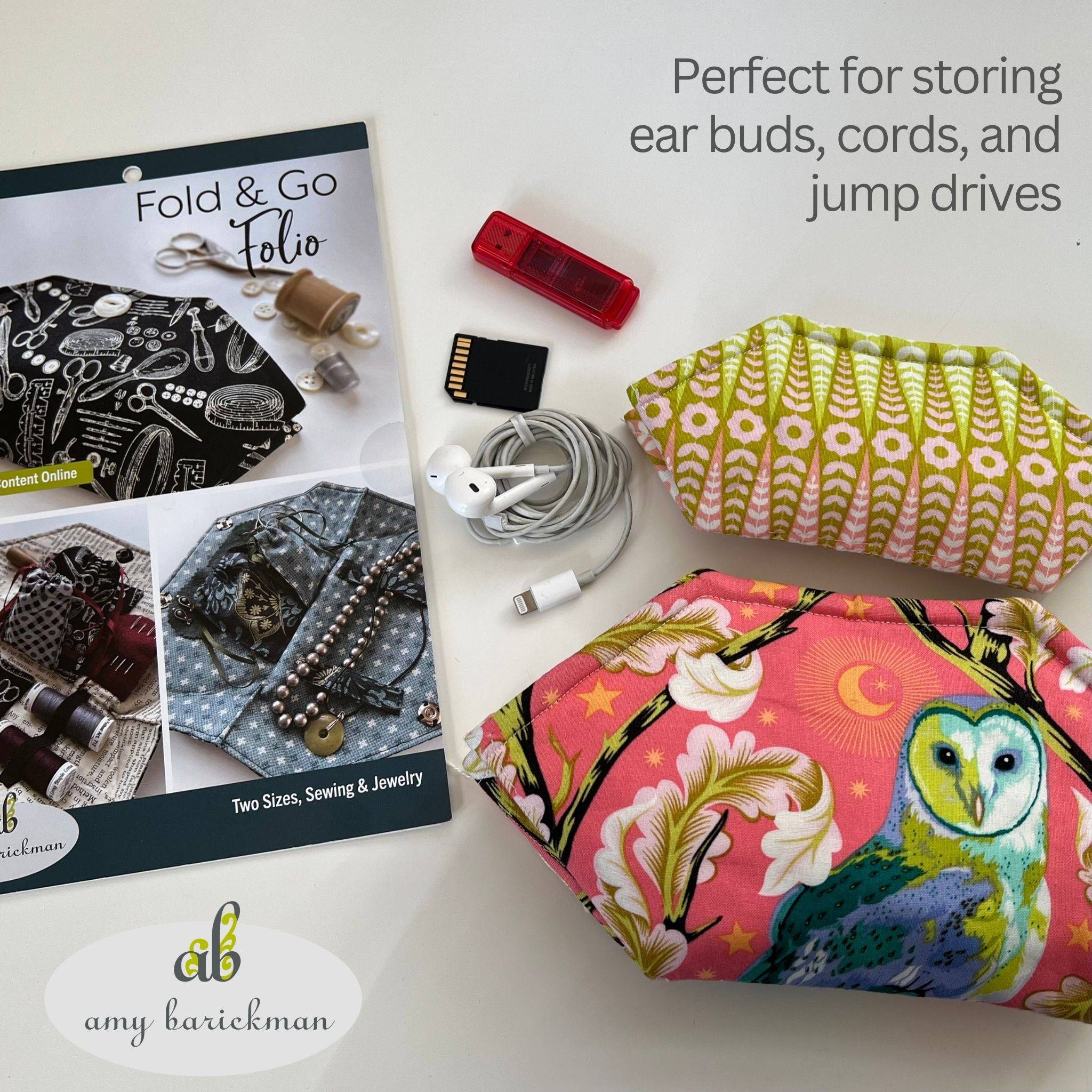 Store earbuds and tech essentials in the fold and go folio