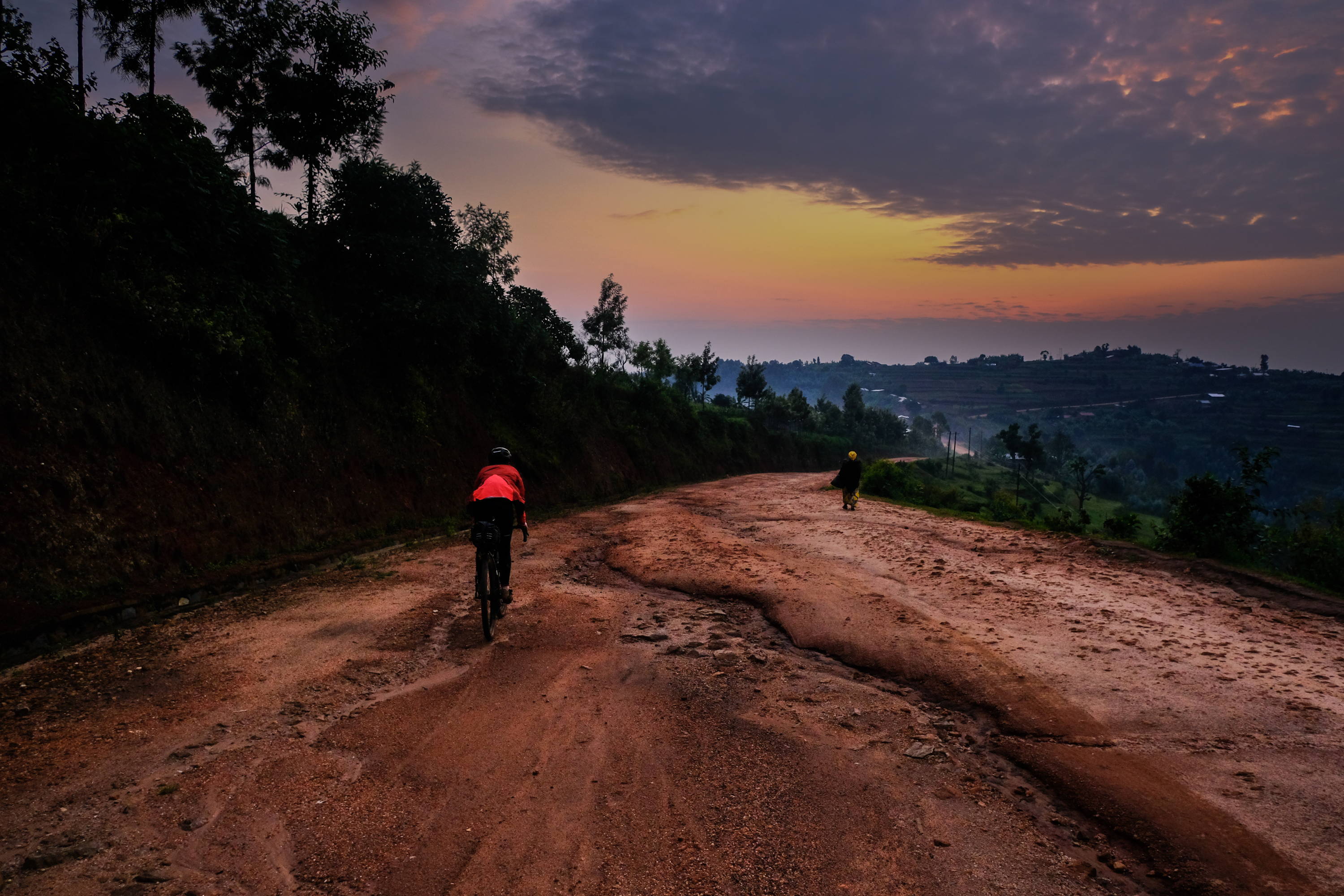 Picking their way down a Rwandan gravel road