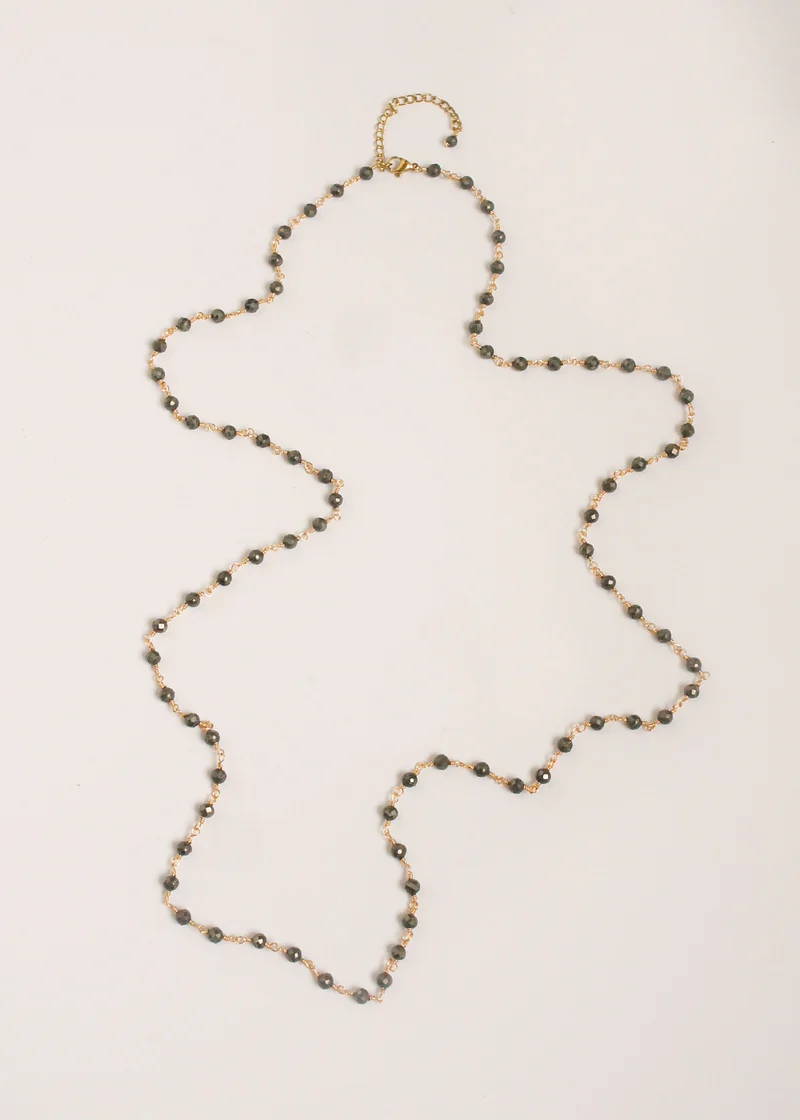 A fine beaded necklace with pyrite grey beads