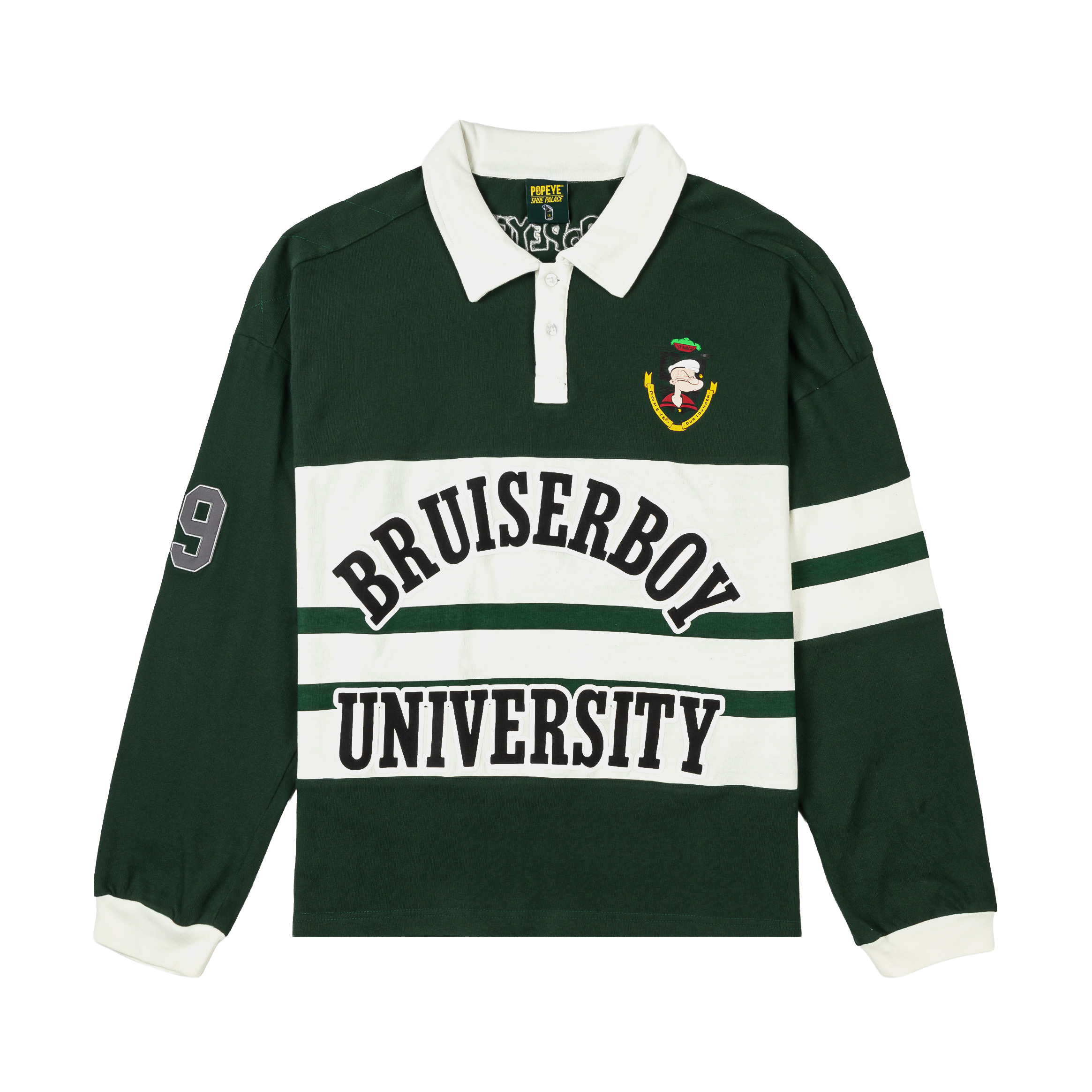Green long-sleeve polo shirt with 
