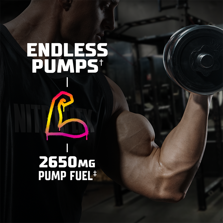 Endless pumps infographics with a photo of a male fitness athlete