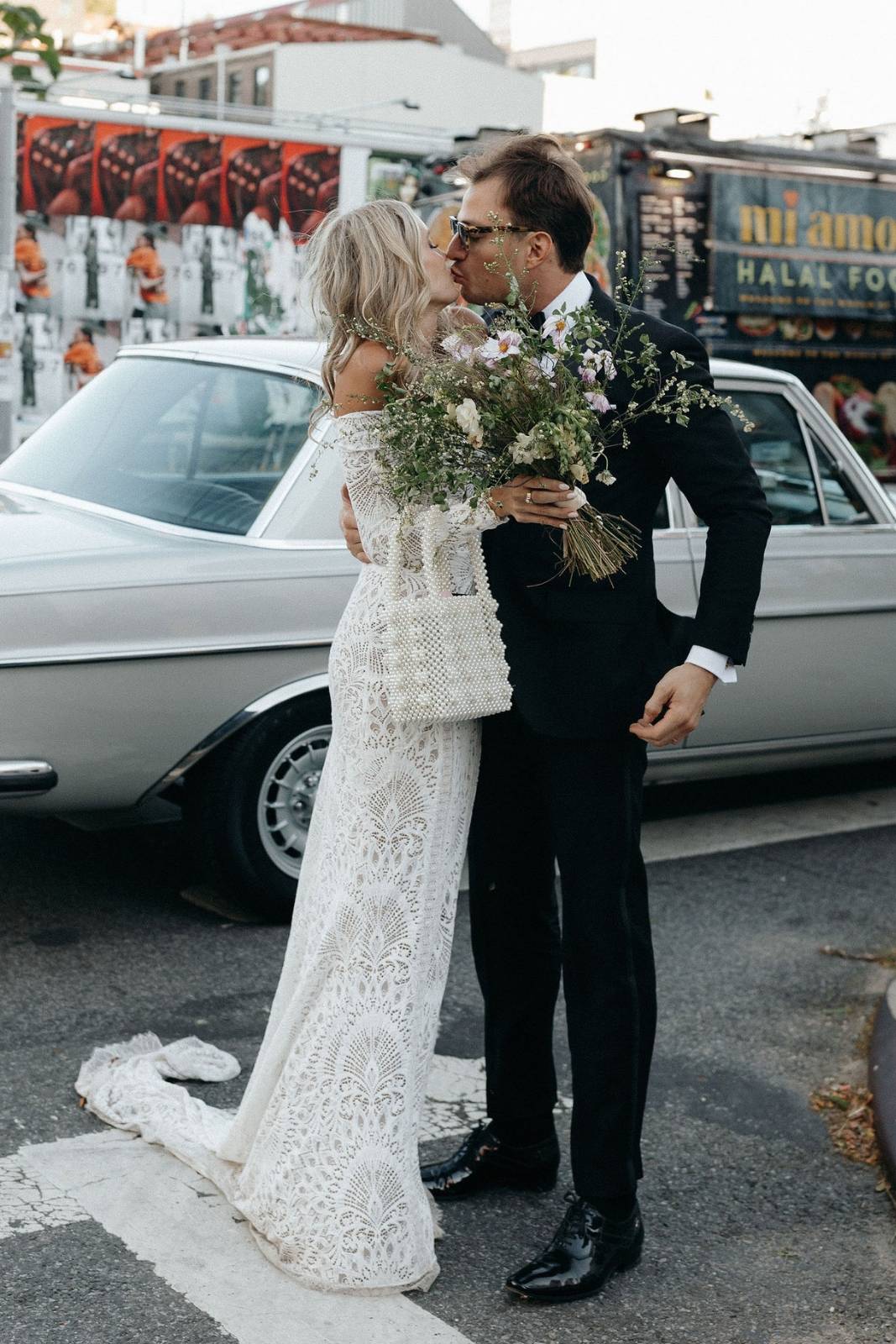 Bride and groom in NYC street